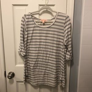 Striped 3/4 length sleeve top